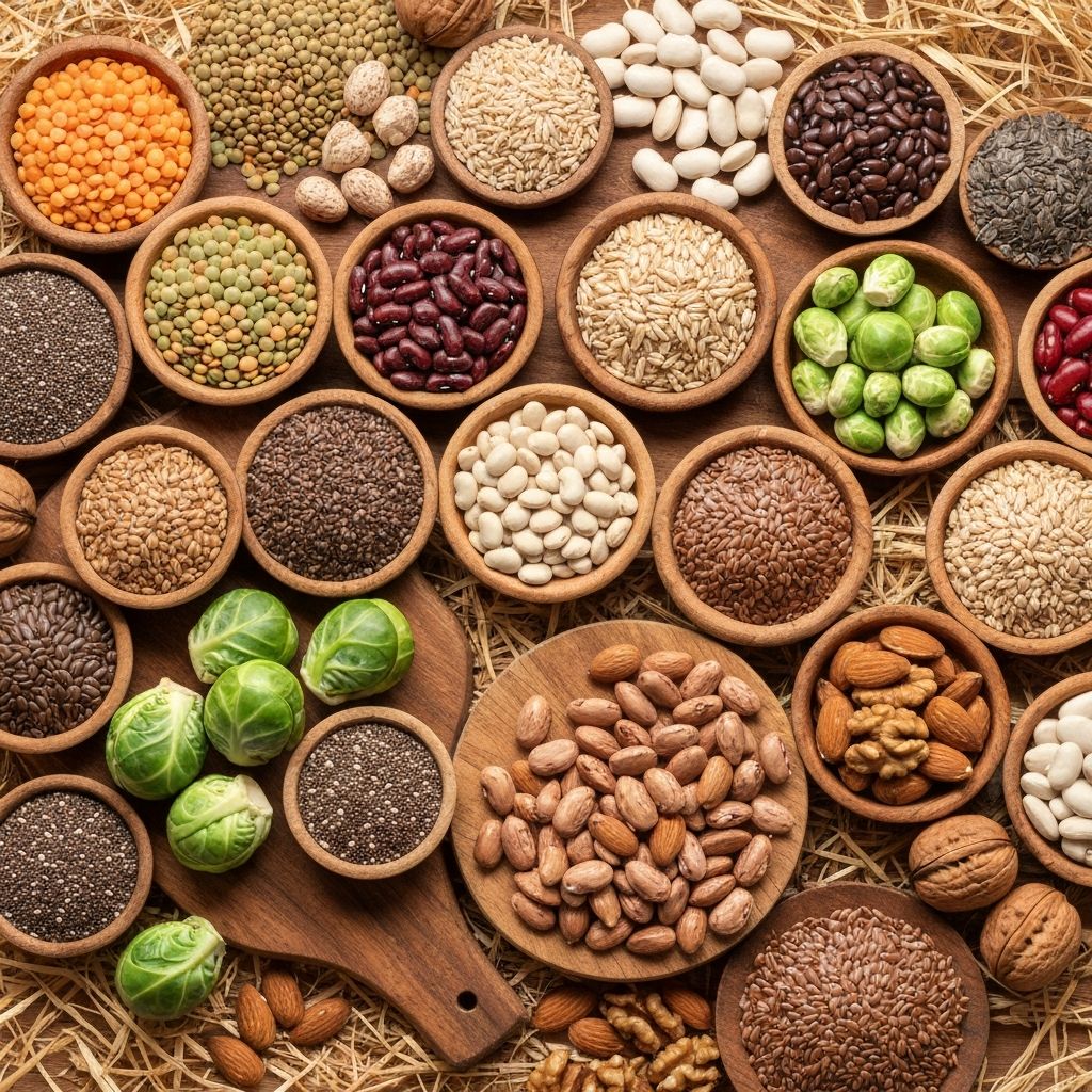 Fiber-rich foods like legumes, grains, and vegetables